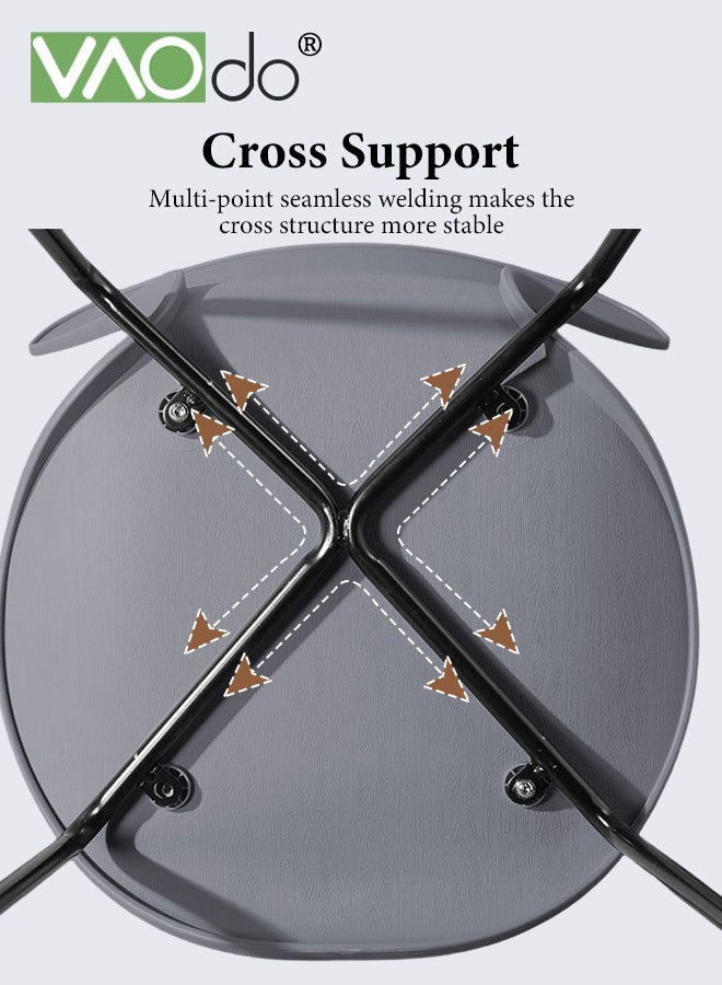 فاو دو كرسي طعام، كرسي بدون مساند للذراعين بأرجل فولاذية، كراسي طعام حديثة للمطبخ، كرسي بلاستيكي للصالة للمطبخ وغرفة الطعام وغرفة المعيشة كراسي جانبية رمادية - Image 3