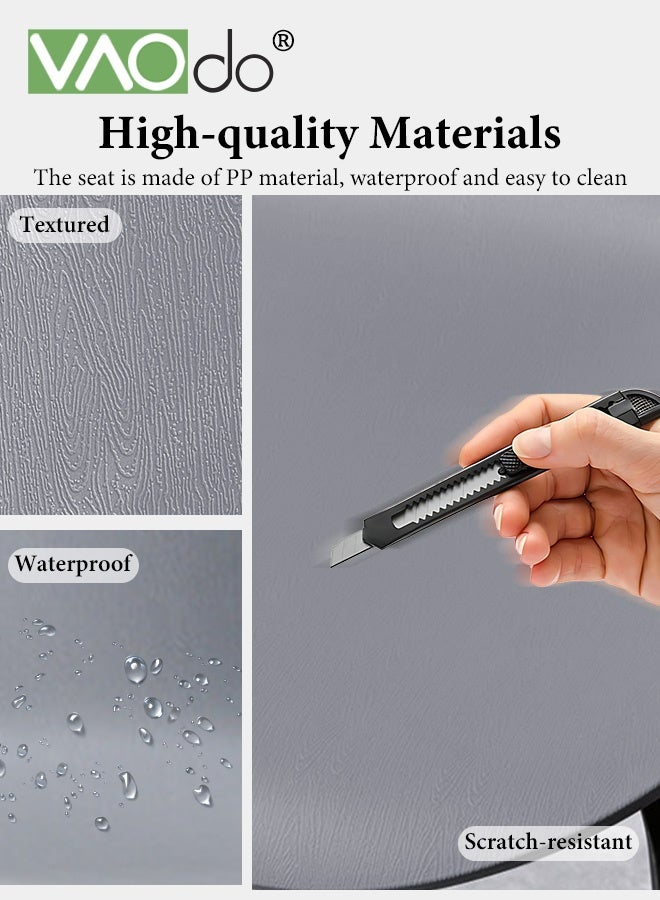 فاو دو كرسي طعام، كرسي بدون مساند للذراعين بأرجل فولاذية، كراسي طعام حديثة للمطبخ، كرسي بلاستيكي للصالة للمطبخ وغرفة الطعام وغرفة المعيشة كراسي جانبية رمادية - Image 5