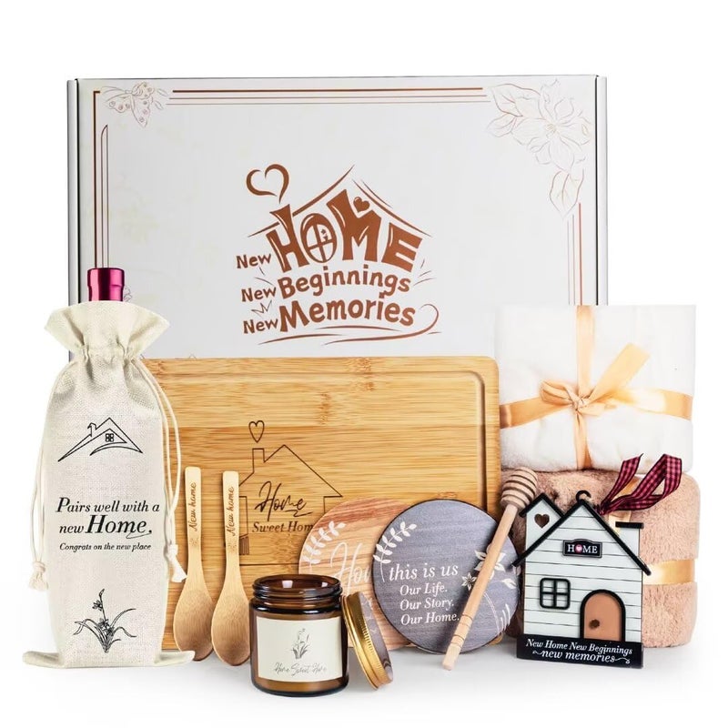 Synhonty House Warming Gifts New Home, 11 Pcs Housewarming Gift Ideas Basket, Closing Gifts for Home Buyer, Couple, Women, New Apartment Homeowners - Image 1