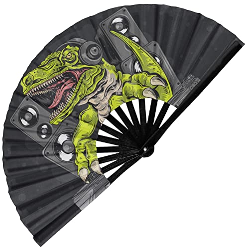 GloFX Folding Fan  DJ Dino  Large Rave Clack Folding Hand Fan for MenWomen  for EDM Music Festival Club Event Party Dance Performance Decoration Gift