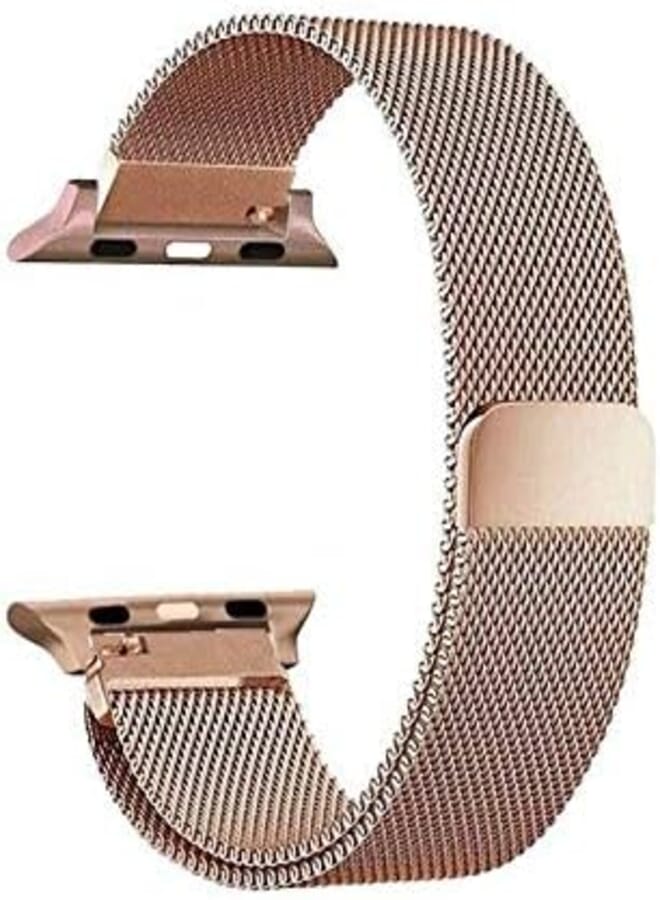 Stainless Steel Magnetic Watch Bracelet From Liger Compatible with apple Watch 42 MM and 44 MM Version 1 / 2 / 3 / 4 Copper Color
