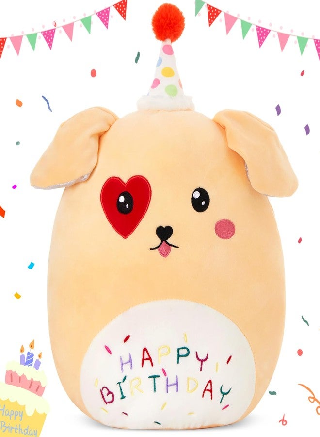 BSTAOFY 14'' Cute Happy Birthday Puppy Soft Plush Pillow Dog Stuffed Animal Birthday Gifts for Girls Boys Baby Kids - Image 1