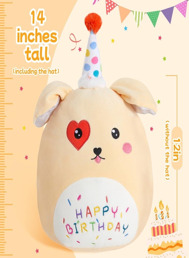 BSTAOFY 14'' Cute Happy Birthday Puppy Soft Plush Pillow Dog Stuffed Animal Birthday Gifts for Girls Boys Baby Kids - Image 4