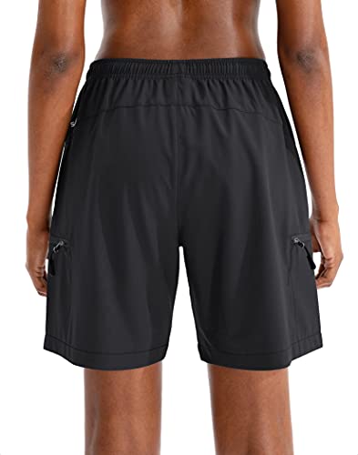 SANTINY Women's 5''/ 7''/9'' Hiking Cargo Shorts Quick Dry Lightweight Summer Shorts for Women Athletic Golf Zipper Pockets(Black_M) - Image 3