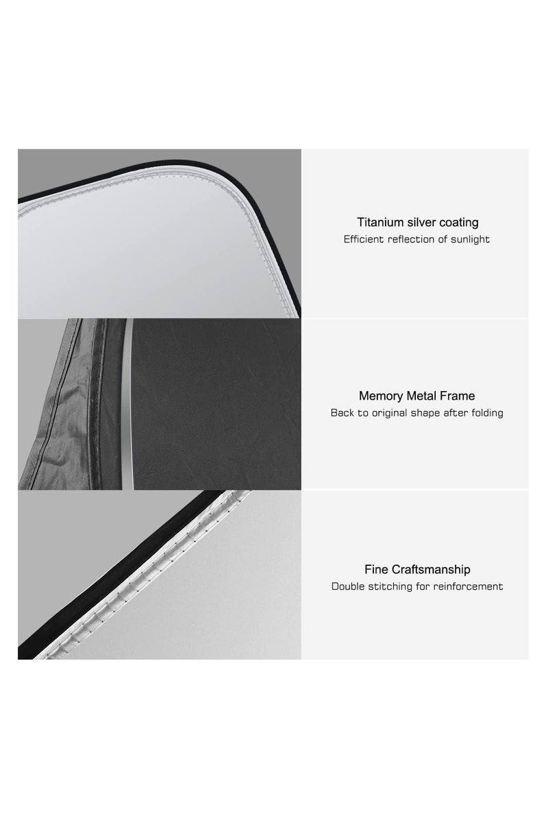 فلوشرينيك مظلة شمسية قابلة للطي للسيارة 142 * 80 سم مع حقيبة تخزين، مظلة شمسية عاكسة للزجاج الأمامي، نافذة أمامية للسيارة لحجب الأشعة فوق البنفسجية وحماية من حرارة الشمس - Image 5