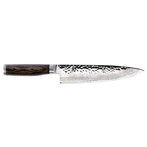 Shun Premier 8" Chef's Knife, Handcrafted Japanese Kitchen Knife for Professional and Home Chefs, VG-MAX Core with Damascus Stainless Steel Cladding, Pakkawood Handle - Image 1