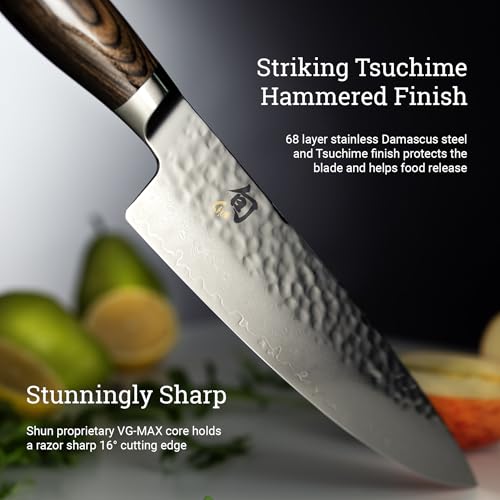 Shun Premier 8" Chef's Knife, Handcrafted Japanese Kitchen Knife for Professional and Home Chefs, VG-MAX Core with Damascus Stainless Steel Cladding, Pakkawood Handle - Image 4