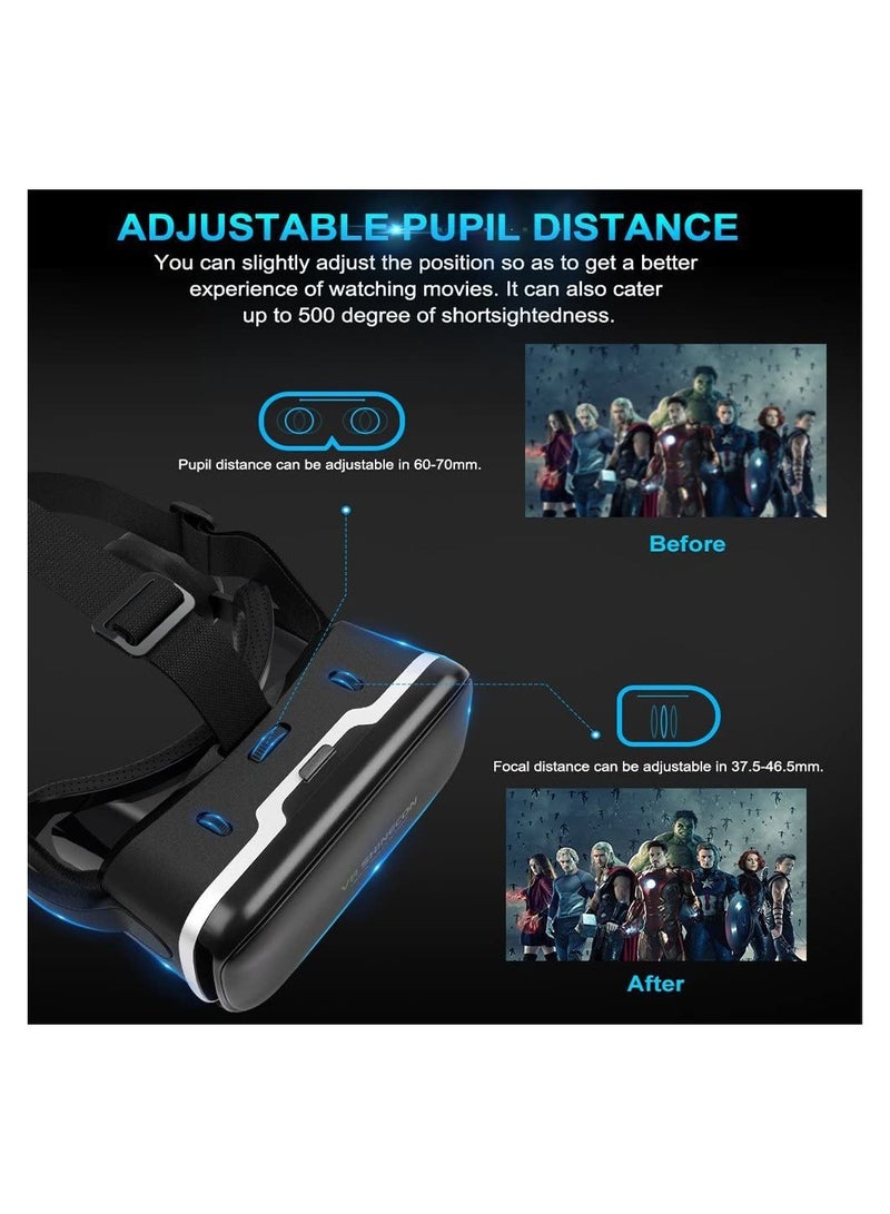 سيوسي VR Set with Remote Controller, HD 3D VR Glasses Virtual Reality Headset for VR Games and 3D Movies, VR Goggles for Smartphones Compatible 4.7-6 inch - Image 5
