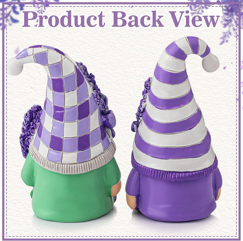 Shappy 2 Pcs Lavender Gnomes Decor Purple Gnomes Decorations for Home Gnome Gifts Lavender Figurine Table Gnome Ornaments Spring Summer Lavender Gnome Decorations Gifts for Home (Lavender Style) - Image 4