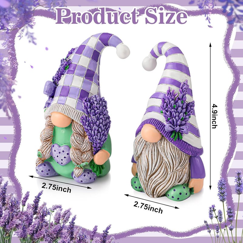 Shappy 2 Pcs Lavender Gnomes Decor Purple Gnomes Decorations for Home Gnome Gifts Lavender Figurine Table Gnome Ornaments Spring Summer Lavender Gnome Decorations Gifts for Home (Lavender Style) - Image 3