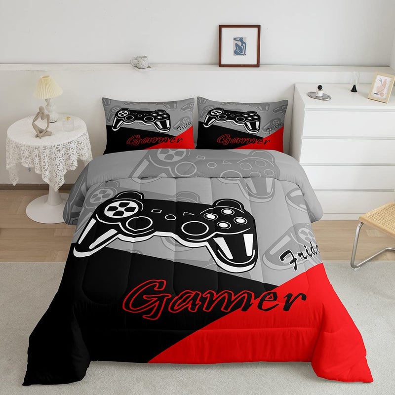 Feelyou Feelyou Gamer Comforter Set for Boys Teens Gaming Bedding Set Video Game Contoller Home Decor for Kids Down Alternative Comforter Queen Size 3 Pieces 1 Comforter with 2 Pillowcases 