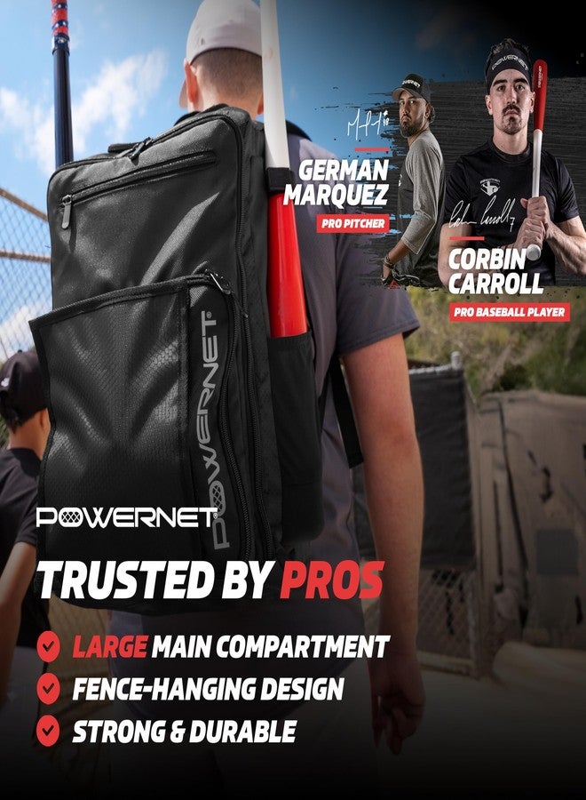 PowerNet Coach's Baseball Backpack, Softball & Baseball Bag for Coaching Gear with Laptop Sleeve and Zippered Pockets, Coach Bat Bag with Chain-Link Fence Hook and Luggage Strap - Image 2