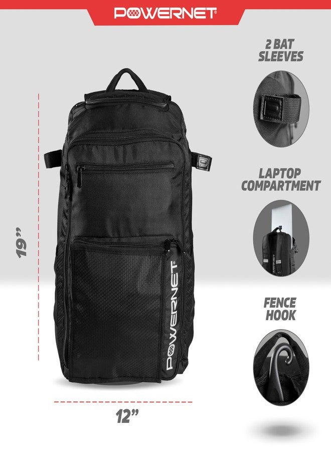 PowerNet Coach's Baseball Backpack, Softball & Baseball Bag for Coaching Gear with Laptop Sleeve and Zippered Pockets, Coach Bat Bag with Chain-Link Fence Hook and Luggage Strap - Image 3