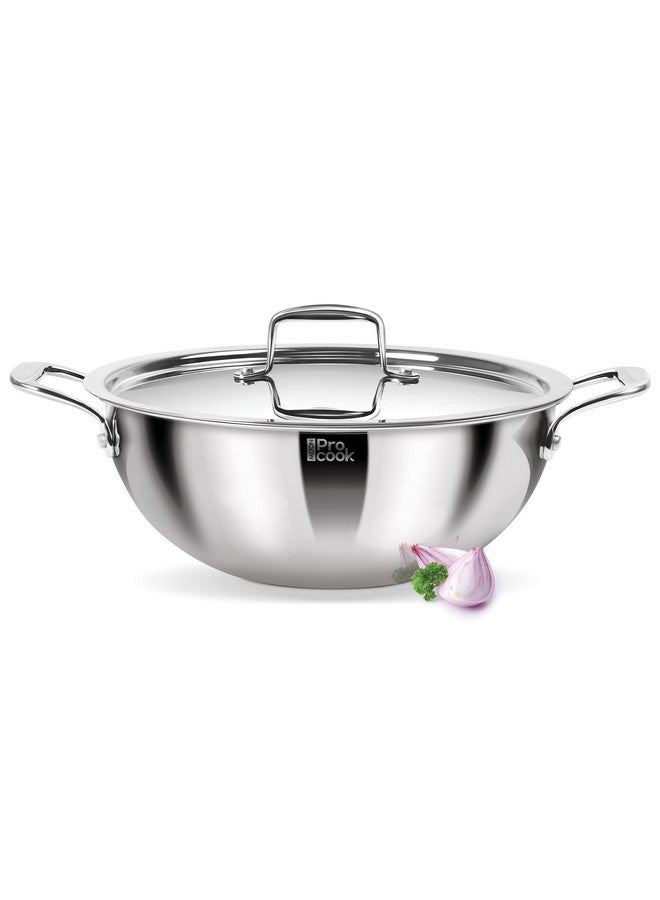 MILTON Pro cook MILTON Pro cook TriPly Deep Stainless Steel 26 cm Kadai with Lid, 4.5 litres, 3 Layer Kadhai for Cooking, Induction Bottom and Gas Stove Ready Cookware, Easy to Clean, 3 Years Warranty  - Image 1
