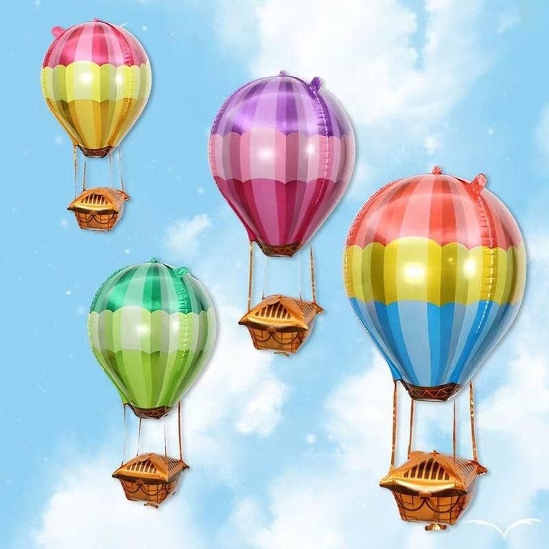 Atpata Funky 4pcs 35-inch Multicolor Hot Air Balloon Shape Foil Balloons for Turkey Istanbul Theme, Carnival, Kids & Adults Birthday Party, Baby Shower Decorations - Image 2