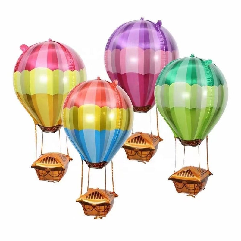 Atpata Funky 4pcs 35-inch Multicolor Hot Air Balloon Shape Foil Balloons for Turkey Istanbul Theme, Carnival, Kids & Adults Birthday Party, Baby Shower Decorations - Image 1