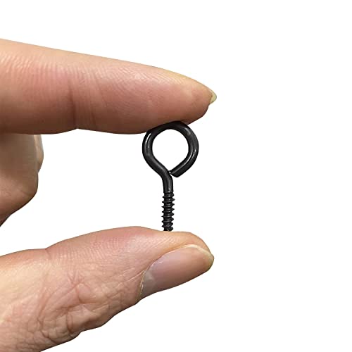 MANSHU 100PCS 1 inch Small Screw Eye Pins, Eyelets Screw Threaded Black Clasps, Black Color Zinc Plated Eyelet Hooks - Image 4