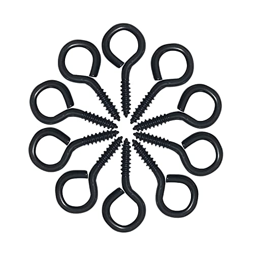 MANSHU 100PCS 1 inch Small Screw Eye Pins, Eyelets Screw Threaded Black Clasps, Black Color Zinc Plated Eyelet Hooks - Image 5
