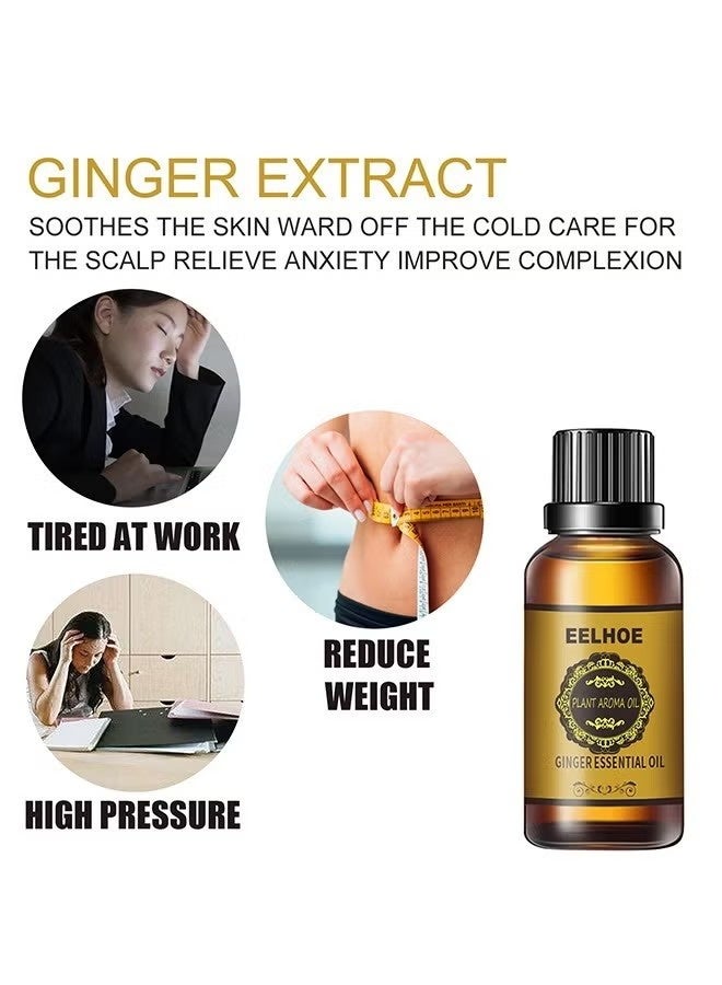 إيلهو زيت الزنجبيل العطري ، من الزيت العطري لإزالة الدهون في البطن ، تسريع عملية التمثيل الغذائي حرق السعرات الحرارية منحنى جميل 30 مل - Image 4