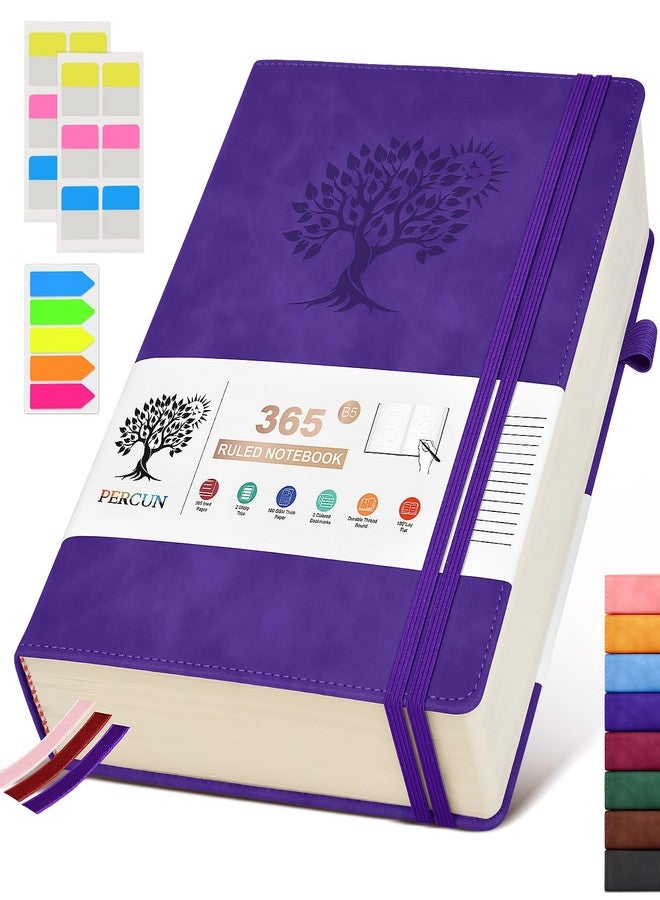 PERCUN B5 Lined Journal Notebook - 365 Page Large Leather Journals for Writing Women Men，Hardcover Notebook with 100Gsm Thick Pages，Daily Diary for Travel, Work，School，College Ruled (7.6" x 10.3") - Image 1