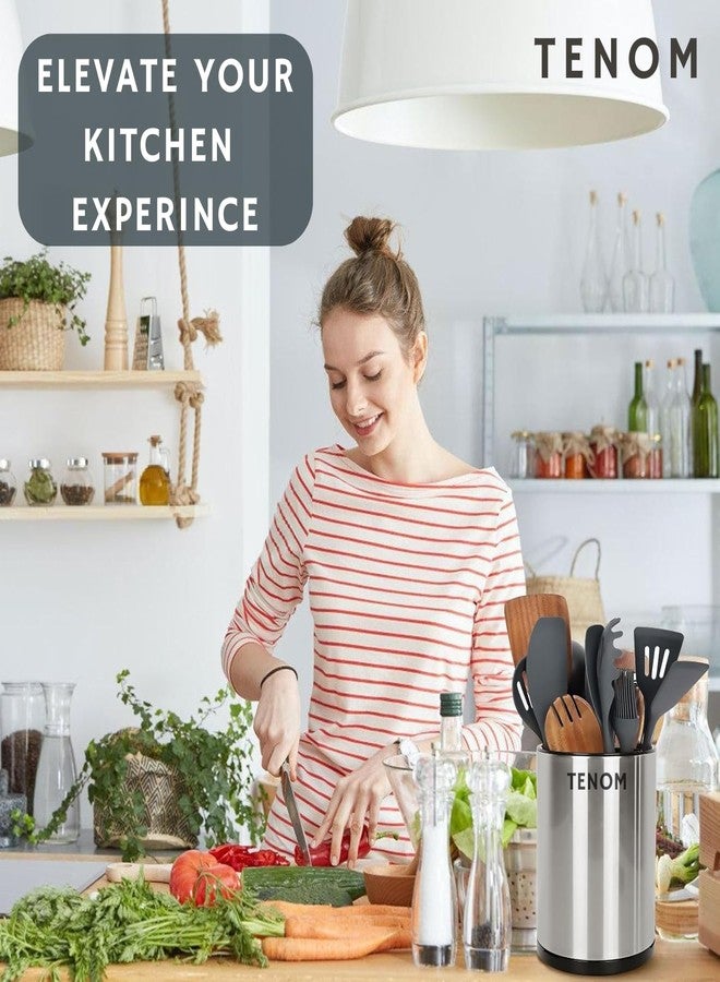 TENOM Stainless Steel Spoon Holder Stand for Kitchen, Cutlery & Utensil Organizer with Drainage, Spoon, Ladle & Spatula Holder - Image 5