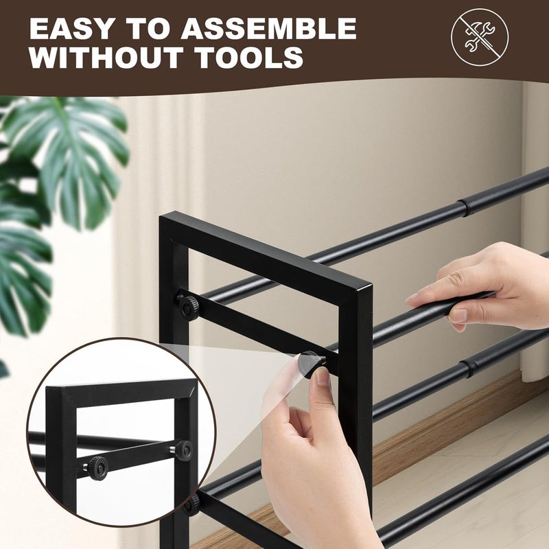 SALADAYS 2-Tier Expandable Shoe Rack, Adjustable Shoe Storage Shelf Organizer, Sturdy and Durable Metal Structure Free Standing Shoe Rack for Closet Entryway Doorway(Black) - Image 5