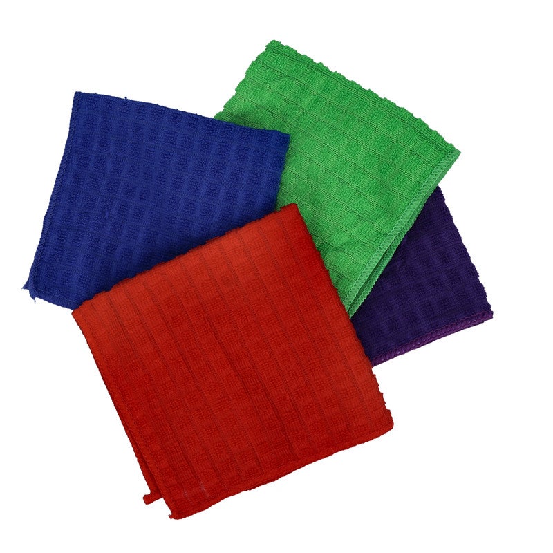 DELCASA 4 Piece Kitchen Towel Set Multicolour 30x30cm - Image 4