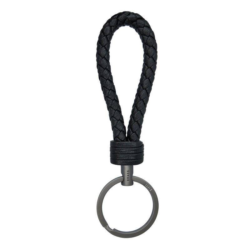 LABEN Key Chain Lambskin Handwoven Genuine Leather Keychain - Black - Image 4