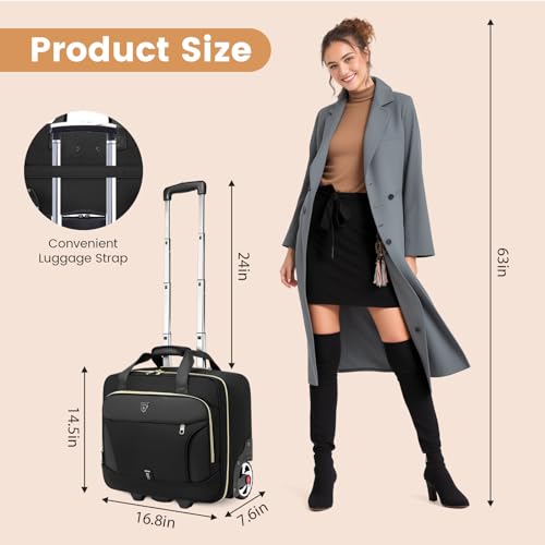 RUCYEN Rolling Laptop Bag, 15.6 inch Rolling Briefcase for Men & Women,Laptop Briefcase on Wheels, Overnight Bags Carry On Bag, for Business Travel - Image 4