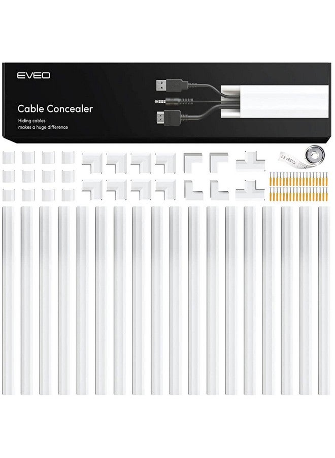 EVEO Cord Hider - 306” Cord Cover Wall Cable Hider, Cable Concealer, Wire Hiders for TV on Wall. Cable Management, Cord Hider Wall Cable Raceway Wire Covers for Cords -18X (L17 W1.1 H0.55) - White - Image 1