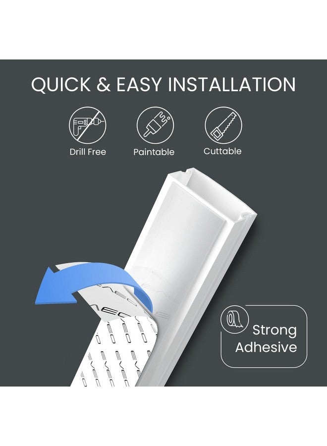 EVEO Cord Hider - 306” Cord Cover Wall Cable Hider, Cable Concealer, Wire Hiders for TV on Wall. Cable Management, Cord Hider Wall Cable Raceway Wire Covers for Cords -18X (L17 W1.1 H0.55) - White - Image 2