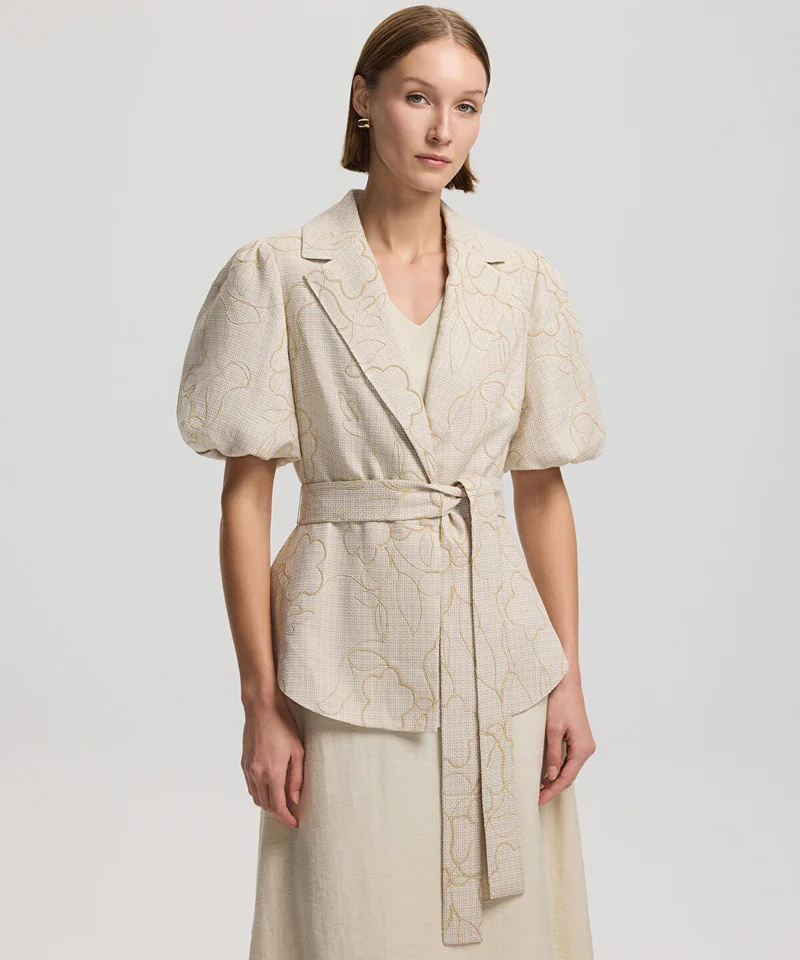 Ipekyol Embroidered Puff-Sleeve Jacket
