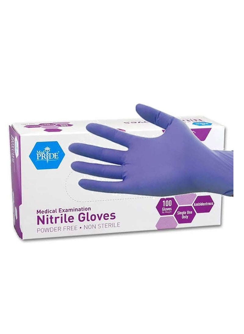 Medpride MedPride Powder-Free Nitrile Exam Gloves, Iris Blue, Medium, Box/100  - Image 1