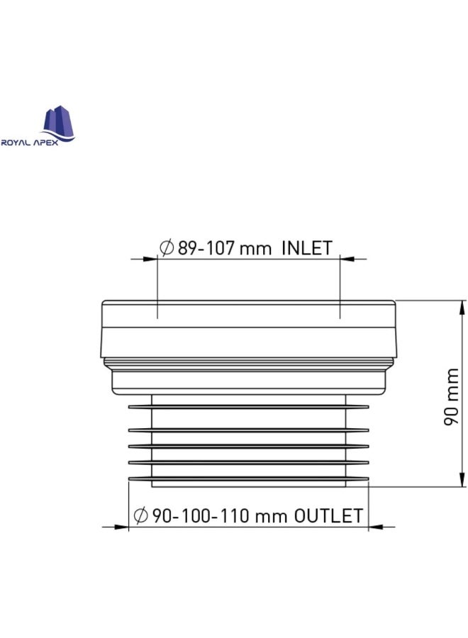 Royal Apex High Quality Pp Wc Eccentric Connector Pan Connector For Toilet (Straight) - Image 2