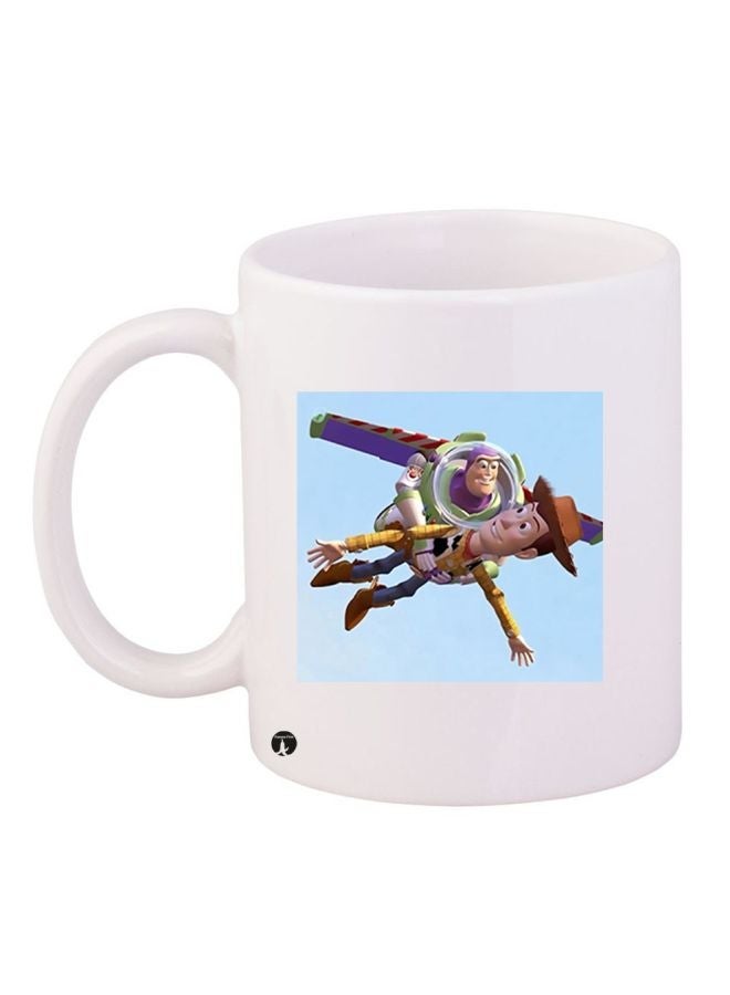 Cartoon Printed Coffee Mug White/Blue/Purple 11ounce