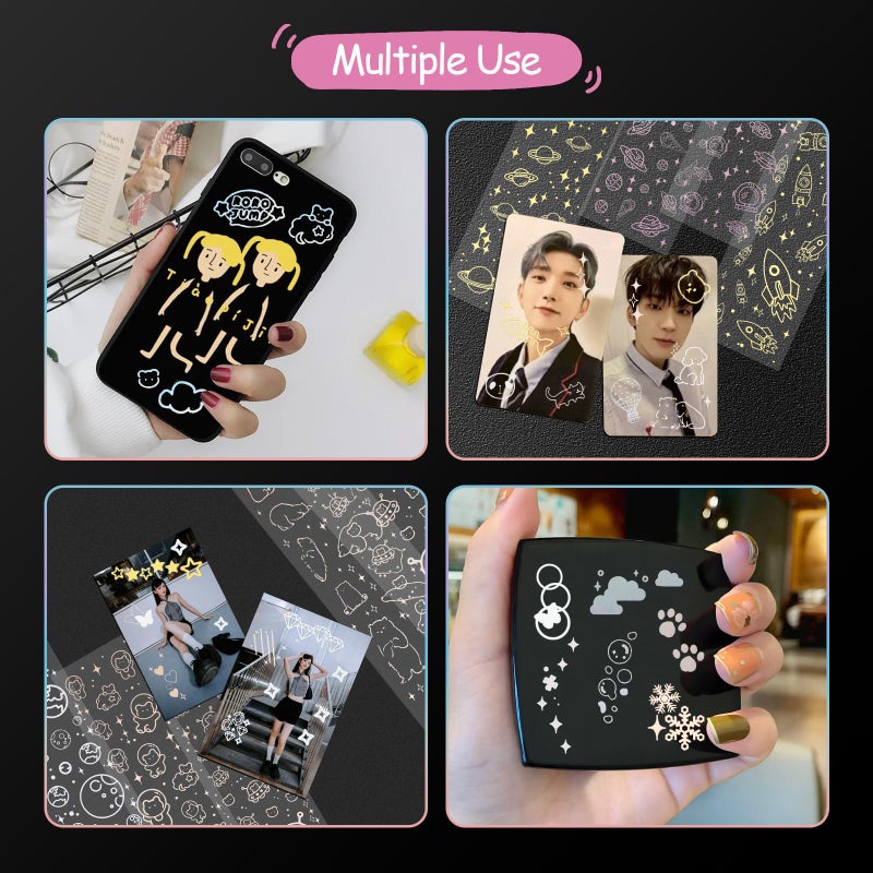 Bayurht 36 Sheets Kpop Holographic Decorative Laser Stickers - Glitter Photocard Stickers with Heart, Butterfly, Bubbles Designs for Arts, Crafts & Photocards - Image 5