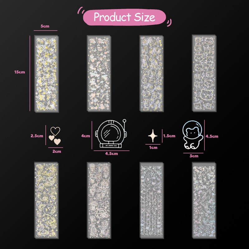 Bayurht 36 Sheets Kpop Holographic Decorative Laser Stickers - Glitter Photocard Stickers with Heart, Butterfly, Bubbles Designs for Arts, Crafts & Photocards - Image 2