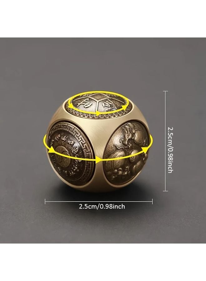 Yellow Brass Decompression Dice Rotatable Fingertip Gyroscope Metal Stress Relief Tool - Image 4