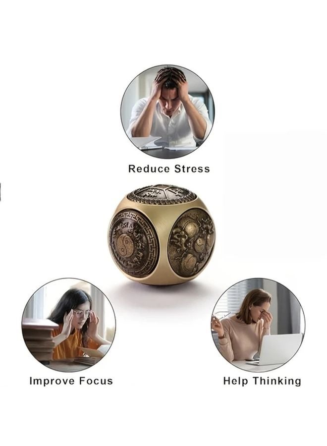 Yellow Brass Decompression Dice Rotatable Fingertip Gyroscope Metal Stress Relief Tool - Image 3