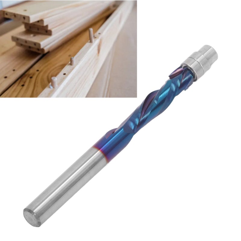 Flush Trim Bit with Bearing 1/4 Inch Shank Spiral Down Cut Carbide Router Bit Woodworking Milling Cutter - Image 1