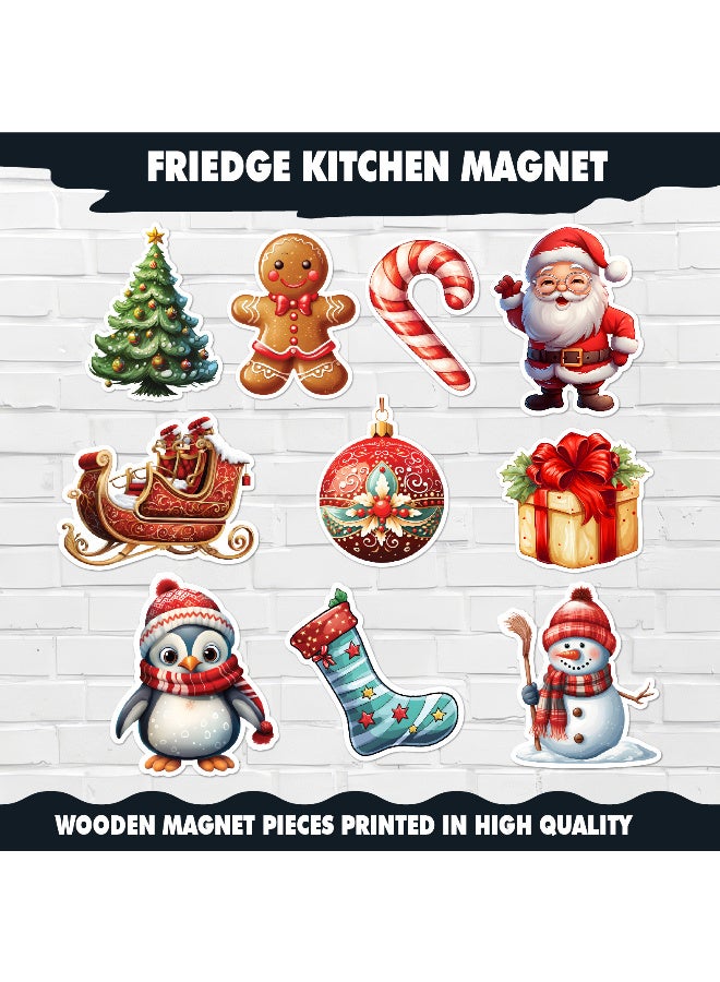 مجموعة مغناطيسات الثلاجة للكريسماس – 10 قطعة تصاميم احتفالية أنيقة تشمل سانتا، أشجار الكريسماس، رقاقات الثلج وزينة العيد – مثالية لتزيين الثلاجة، المطبخ، والمنزل بلمسة موسمية دافئة - Image 2
