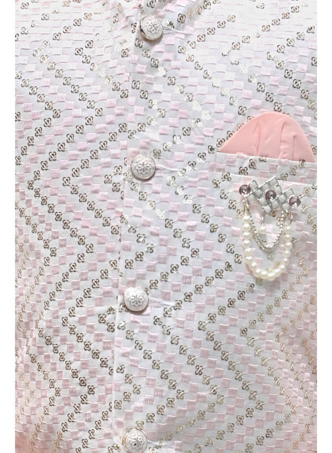 BT DEZINES Pink Kurta Pyjama Waistcoat Set for Boys