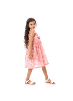 Andora Girls Floral  Dress With Square Neck -Cashmere  - Image 4