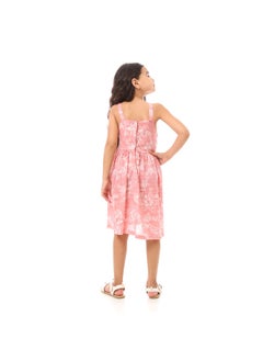 Andora Girls Floral  Dress With Square Neck -Cashmere  - Image 3