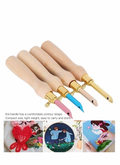 SYOSI Punch Needle Embroidery Kits Adjustable Rug Yarn Punch Needle, Wooden Handle Embroidery Pen,Embroidery Hoops,scissors, Needle Threader, Punch Needle Cloth for DIY Starter Kit  - Image 3