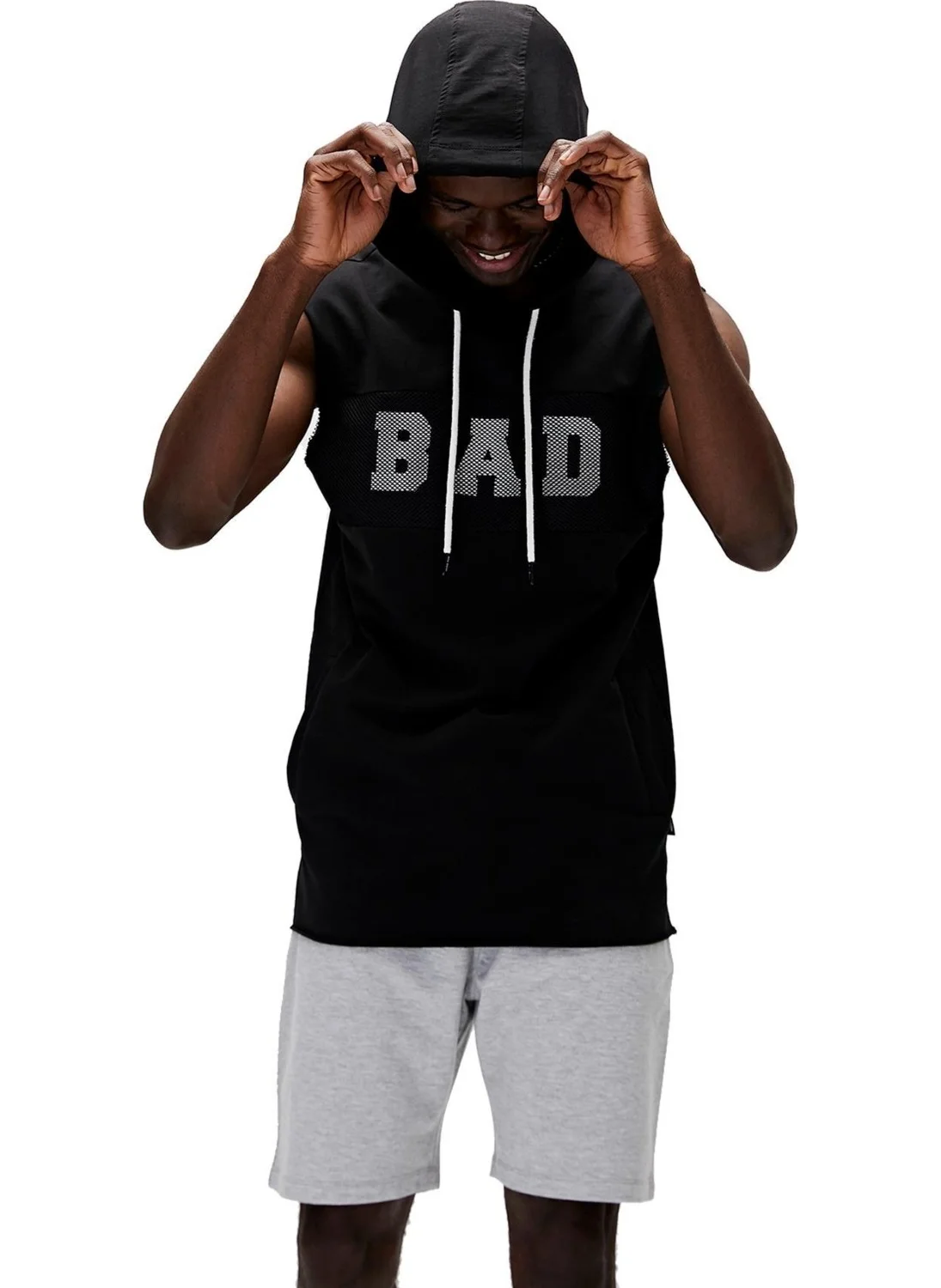 Bad Bear Bad Net Sleeveless Black Hoodie Sweatshirt