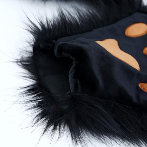 HAOAN Faux Fur Wolf Ears Headband Fox Tail and Paw Gloves Set Cosplay Halloween Costume Accessories - Image 4