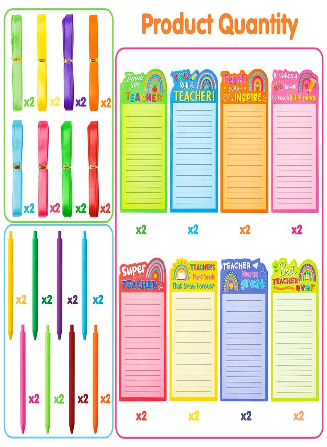 ANGOLIO Teacher Appreciation Notepads with Pens - Back to School Gift 16Set Boho Ranibow Lined to Do List Sticky Notes Appreciation Gift Pens for Teacher School Office Birthday Back to School Supplies - Image 2
