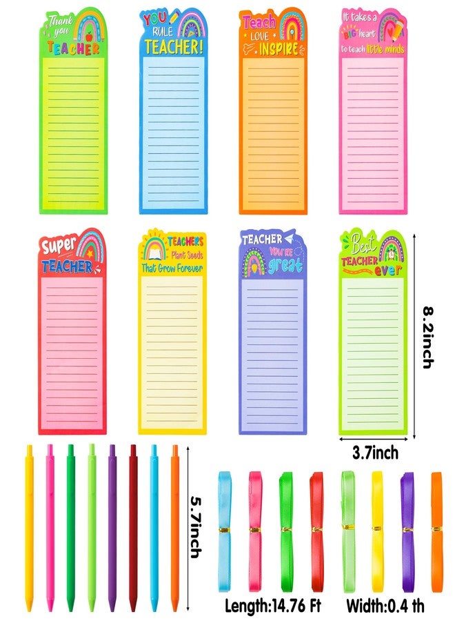 ANGOLIO Teacher Appreciation Notepads with Pens - Back to School Gift 16Set Boho Ranibow Lined to Do List Sticky Notes Appreciation Gift Pens for Teacher School Office Birthday Back to School Supplies - Image 3
