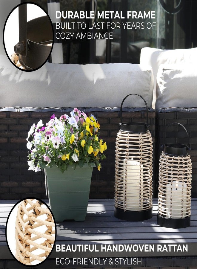 KIBAGA Natural Rattan Boho Lanterns - Handcrafted Decor to Enhance Your Home - Modern Farmhouse Beauty Perfect for Any Living Room, Patio & Porch, Indoor and Outdoor Coffee Table or Kitchen Dining Table - Image 3